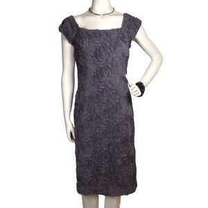 Adrianna Papell Mesh Rose Textured Dress Gray Size 8